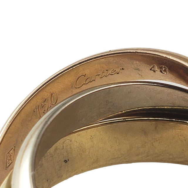 1997 Cartier 18k Tricolor Gold Trinity Ring With Box Size 4.5 For Sale In New York - Image 6 of 9