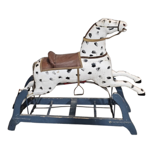 Antique Primitive Glider Rocking Hobby Horse Dalmation Carved Wood Cast Iron