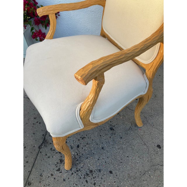 Kreiss Faux Bois French Style Large Fauteuil Chair For Sale - Image 4 of 11