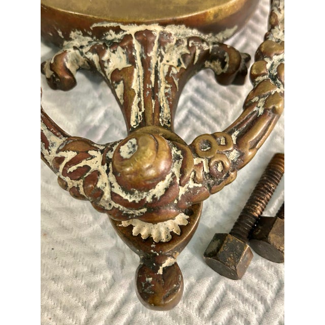 Metal Antique French Rococo Revival Cast Brass Door Knocker With Original Painted Patina c.1900 For Sale - Image 7 of 11