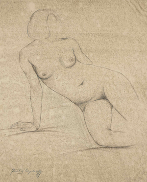 Fritz Uphoff, Female Nude, 1930, Pencil Drawing