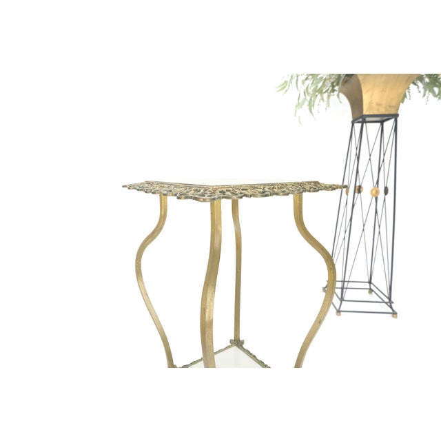 Cast Brass Claw Feet & White Onyx Marble Two Tier Lamp Side Square Occasional Table