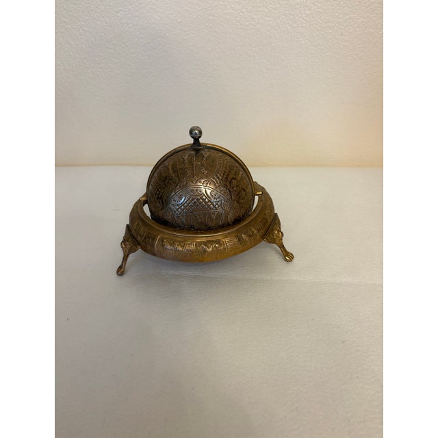 Mid 20th Century Mid 20th Century Ornate Embossed Brass Roll-Top Caviar Server For Sale - Image 5 of 9