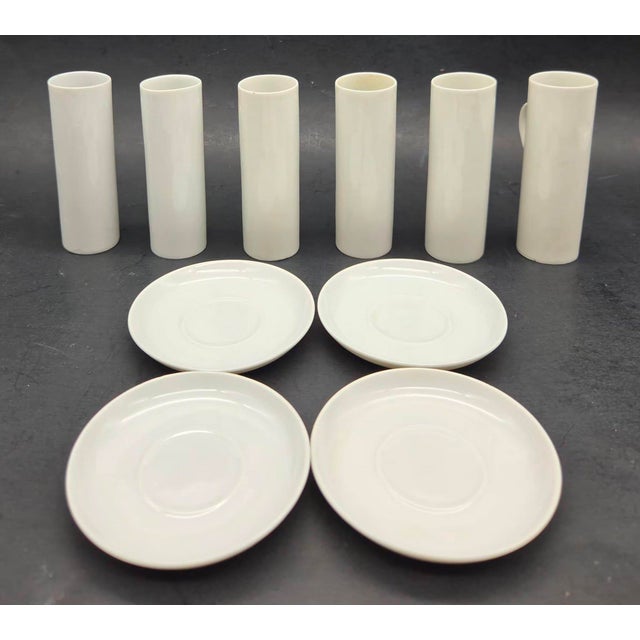 Mid 20th Century Lagardo Tackett White Porcelain Espresso Demitasse Cups, Set of 6 For Sale In Miami - Image 6 of 12