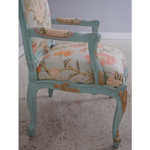 Textile Pair of French Louis XV Style Fauteuil Armchairs For Sale - Image 7 of 18