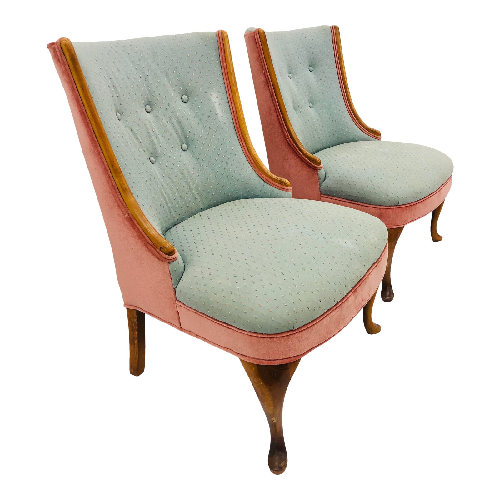 Pair Vintage Slipper Chairs Chairish