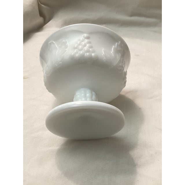 Traditional Vintage Milk Glass Petite Mid Century Pedestal Vase For Sale - Image 3 of 4