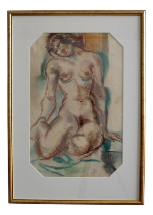 Jules Schyl, Nude Study, Pastel Drawing, 1943, Framed