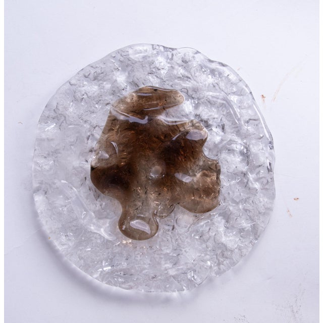 Large Amber Murano Glass Flush Mount or Wall Sconce attributed to AV Mazzega, Italy, 1960s For Sale - Image 12 of 13