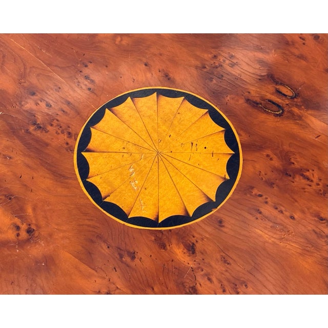 Antique 2 Tier Carpathian Elm Revolving Bookcase With Paterae Inlay For Sale - Image 9 of 12