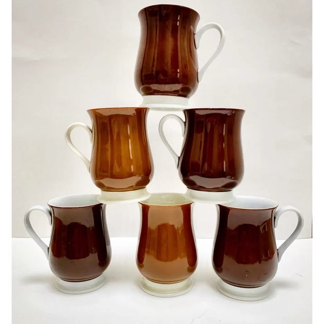 Fitz and Floyd Vintage Fitz & Floyd Cocoa Brown Coffee Mugs- Set of 6 For Sale - Image 4 of 7