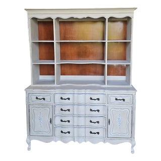 Mahogany Hutch, 2 Piece Cabinet Hutch, Circa 1940s/50's For Sale