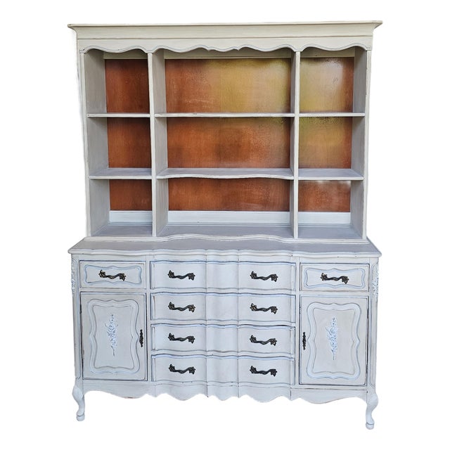 Mahogany Hutch, 2 Piece Cabinet Hutch, Circa 1940s/50's For Sale