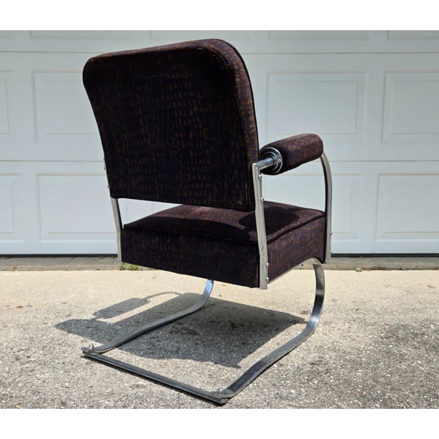 KEM Weber 1930s Kem Weber for Lloyds Attributed Chrome Cantilevered Lounge Springer Arm Chair For Sale - Image 4 of 12