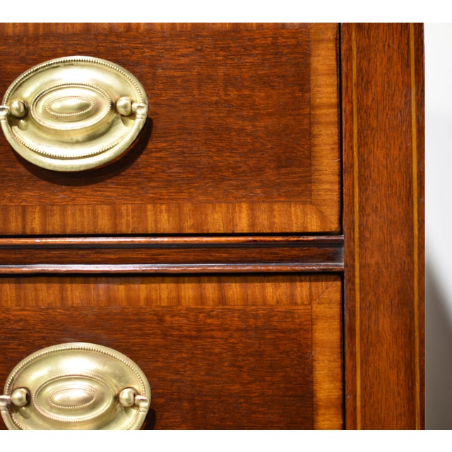Mid Century Federal Style Inlaid Mahogany Highboy Dresser by Kindel of Grand Rapids For Sale - Image 12 of 14