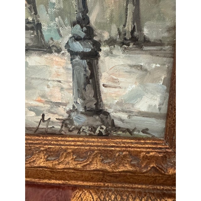 Mid 20th Century Pair of Ornately Framed M. Torrens Parisian Street Scene Oil Paintings For Sale - Image 12 of 12