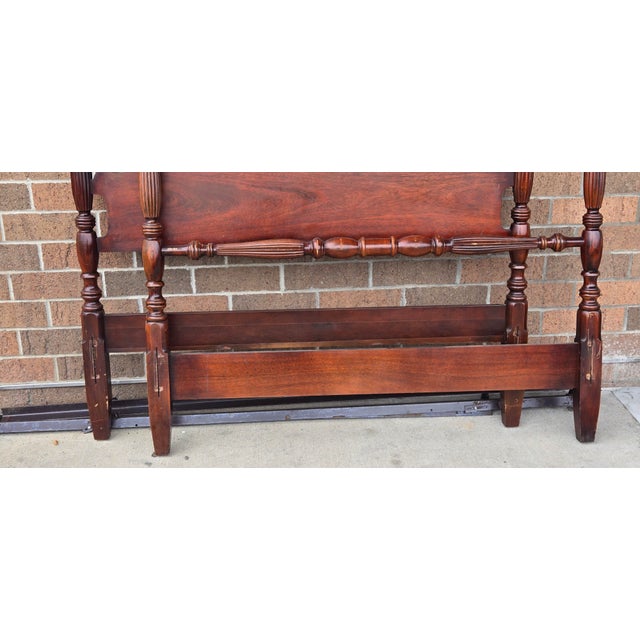 Vintage Solid Mahogany Twin Poster Bed With Headboard & Footboard – Colonial Style For Sale - Image 12 of 12