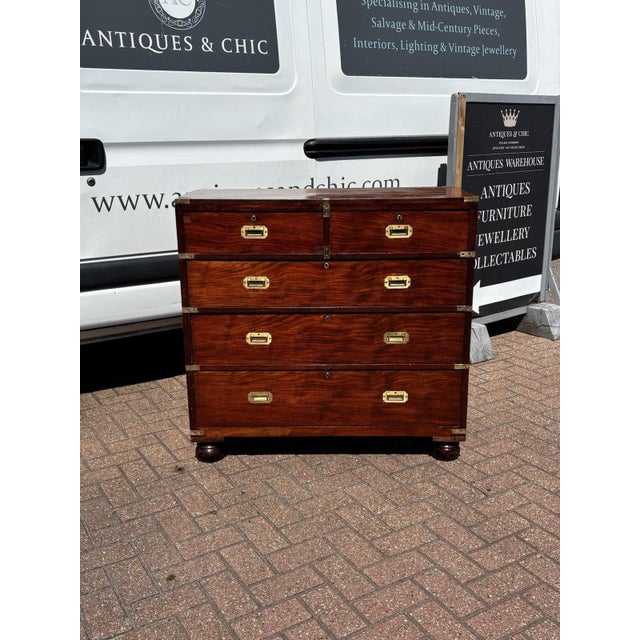 Campaign Chest of Drawers in Mahogany For Sale - Image 3 of 14