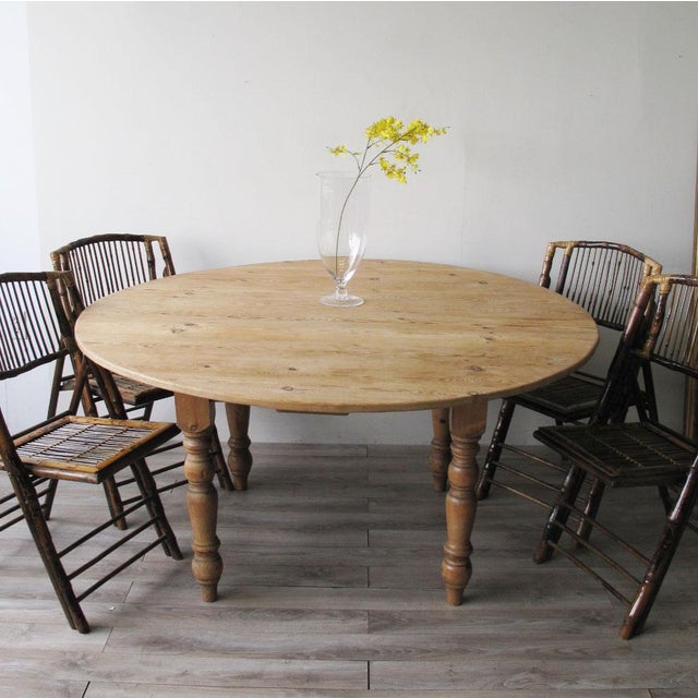 Traditional Scrubbed Pine Circular Dining Table | Chairish