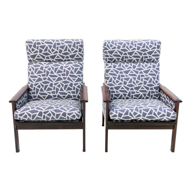 Walnut Armchairs, Denmark, 1960s, Set of 2 For Sale