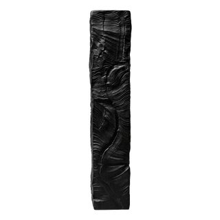 Large Mid-Century Brutalist Column Vase in Black Bisque Porcelain by Martin Freyer for Rosenthal, 1970s For Sale