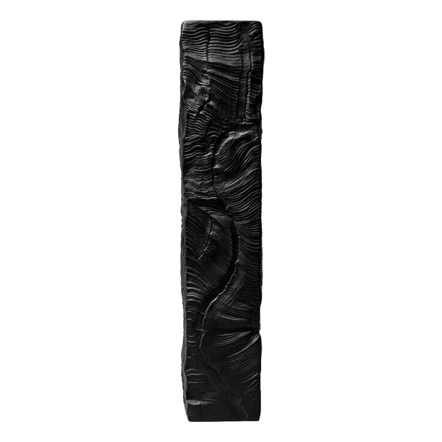 Large Mid-Century Brutalist Column Vase in Black Bisque Porcelain by Martin Freyer for Rosenthal, 1970s For Sale