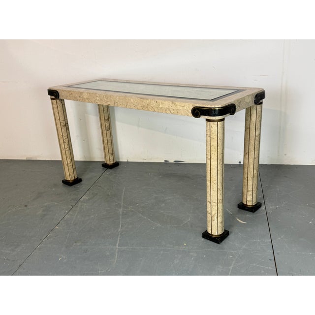 Vintage Regency Italian Travertine and Brass Console Table by Maitland Smith, 1980s For Sale - Image 14 of 14