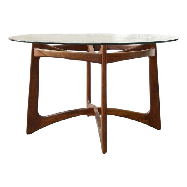 Styled After 1960s Adrian Pearsall Rare Sculptural Walnut & Glass Dining Table For Sale