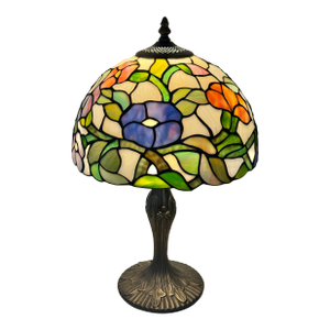Vintage Mid 20th Century Tiffany Style Stained Glass Table Lamp
