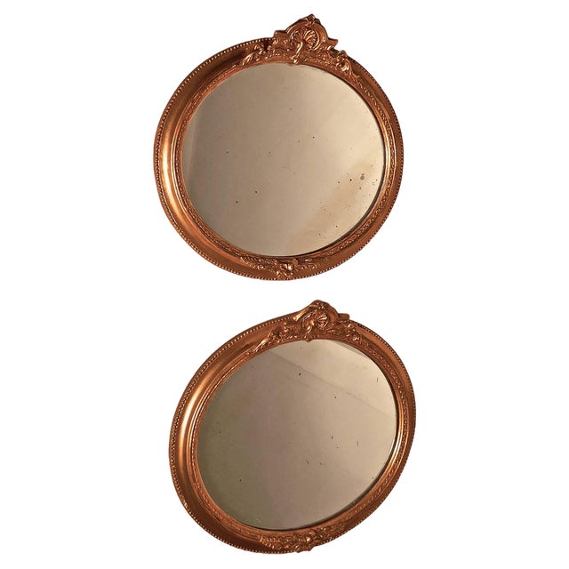 19th Century RegencyOval Gilt Mirrors, 1890s, Set of 2 For Sale