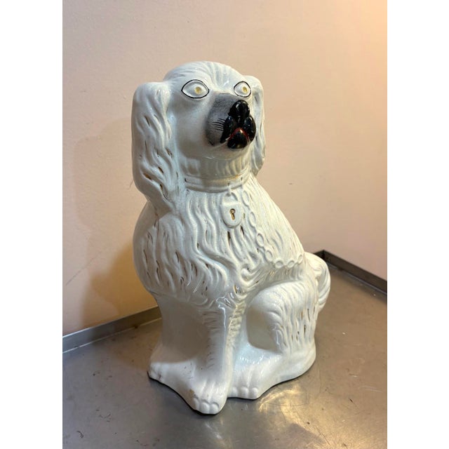 Early 20th Century Antique Extra-Large Staffordshire Dog For Sale - Image 5 of 7