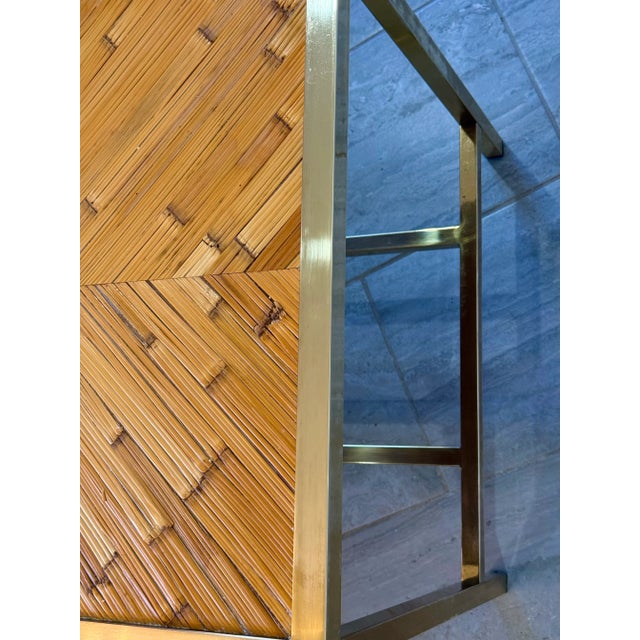 Karl Springer Style Reed and Brass Side Tables, a Pair For Sale - Image 14 of 17