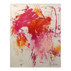 Contemporary Abstract Acrylic / Mixed Media on Canvas Painting “Pink Is the New Black Iv” by Daniela Schweinsberg