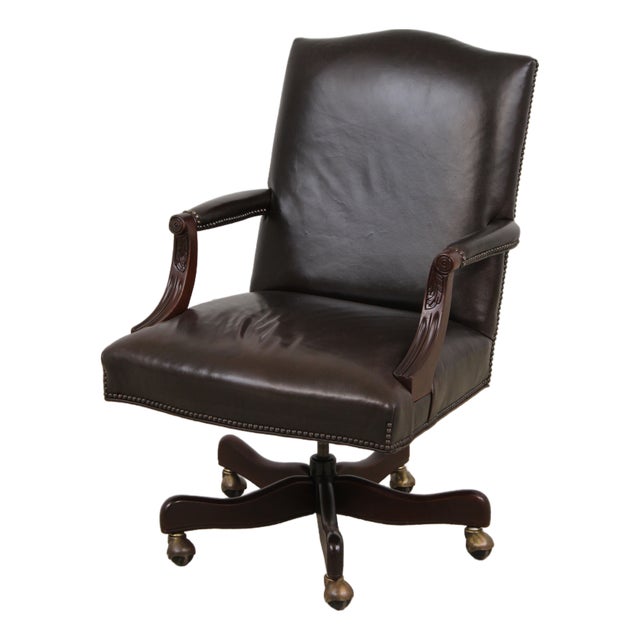Hancock & Moore Leather Office Desk Chair For Sale