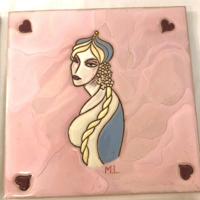 Early 20th Century Hand Painted Tiles- Hamlet Grill-Kystens Perle, Denmark, Signed M.L - Set of 4 For Sale - Image 5 of 8