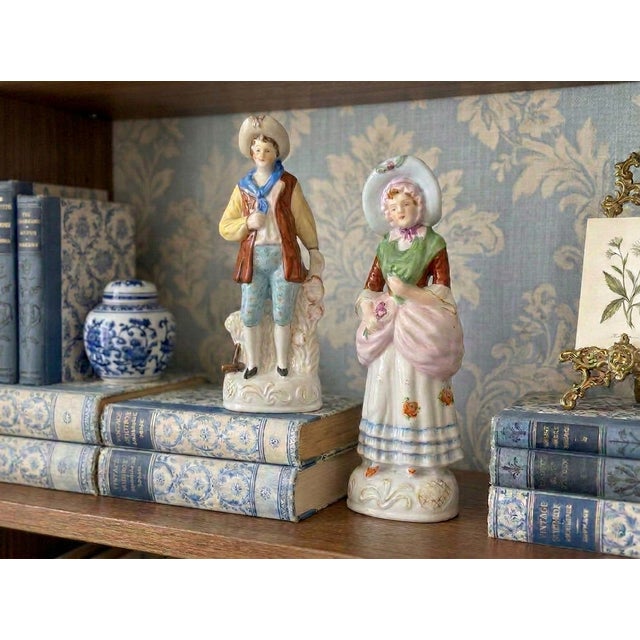 Pair of “Made in Occupied Japan” Porcelain Staffordshire-Style Figurines, Circa 1945–1952 For Sale - Image 4 of 10