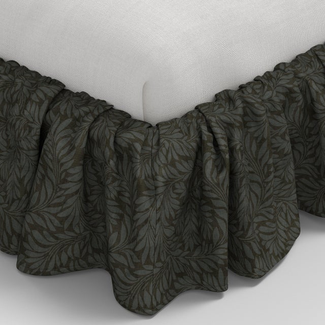 Textile Stoffer Home x Cloth & Company Thelma Ruffle Platform Bed in Geogian Vine Olive and Slate, California King For Sale - Image 7 of 7
