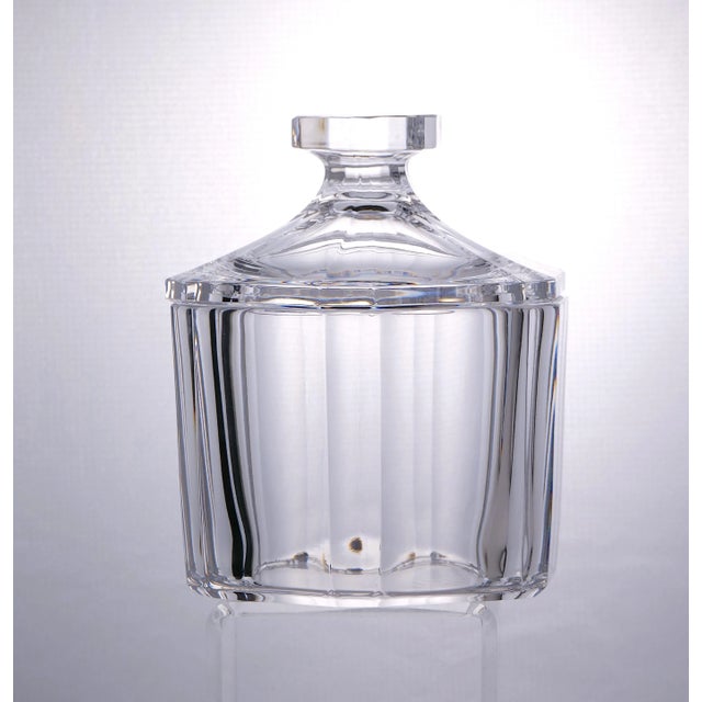 Heavy Orrefors Sweden Cut Crystal Art Deco Style Covered Dish For Sale - Image 10 of 12