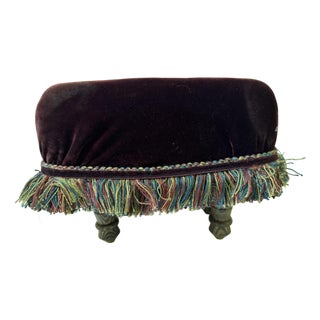 Mid 20th Century Artisan Handmade Velvet Footstool by Ingrid McKinley For Sale