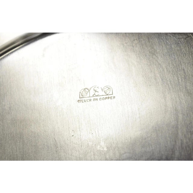 Vintage English Victorian Style Silver Plated Oval Platter Tray Crown Hallmark For Sale - Image 10 of 11