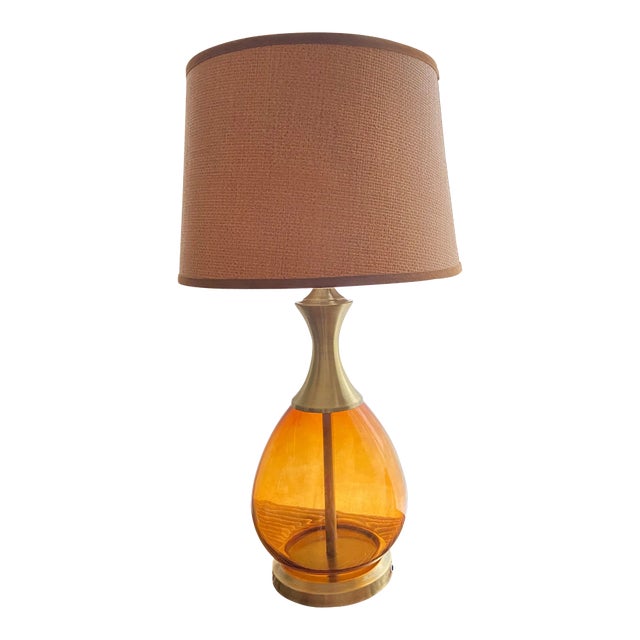 Vintage Amber Glass Lamp For Sale