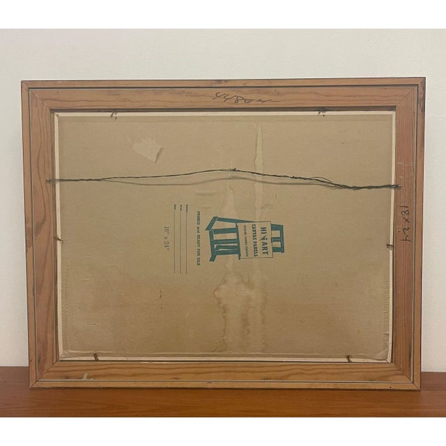 Mustard Vintage Original Framed and Signed Mid Century Modern Style Painting For Sale - Image 8 of 8