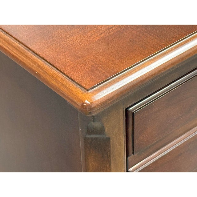 Brown Dark Cherry Two Drawer Nightstands, Pair For Sale - Image 8 of 12