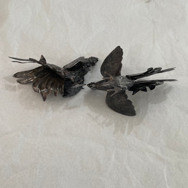 Vintage Silverplate Fighting Cockerels Roosters Figurines Set of 2 For Sale - Image 9 of 11