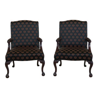 Ball & Claw Chippendale Style Mahogany Library Chairs - a Pair For Sale