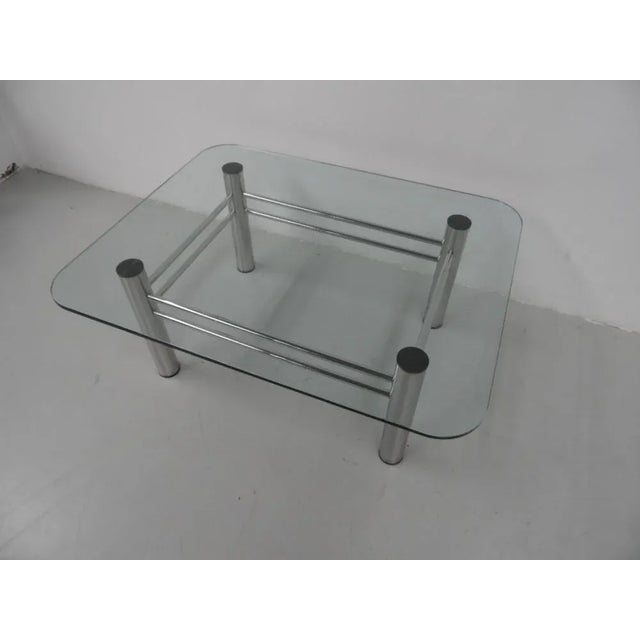 Vintage Chrome with Glass Coffee Table, 1970s For Sale - Image 4 of 7