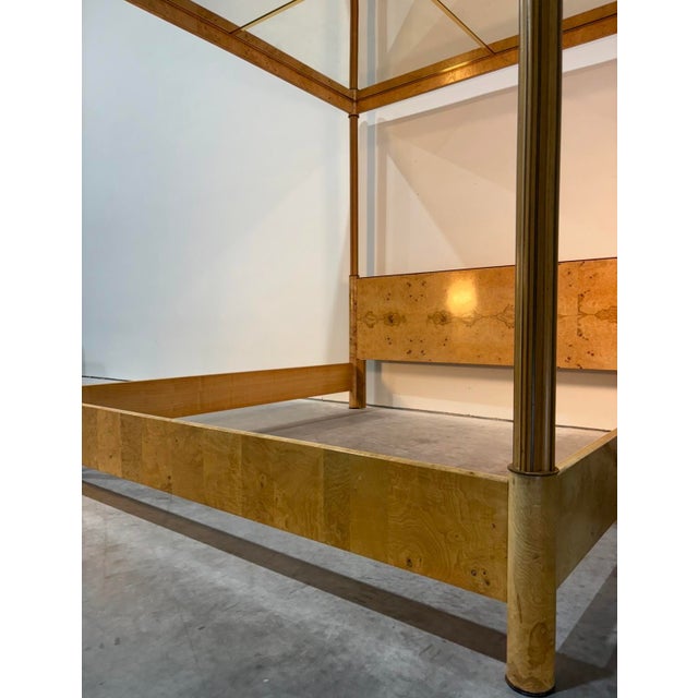 Postmod Henredon Scene Two Burl Mirrored Canopy King Bedframe For Sale In Tampa - Image 6 of 17