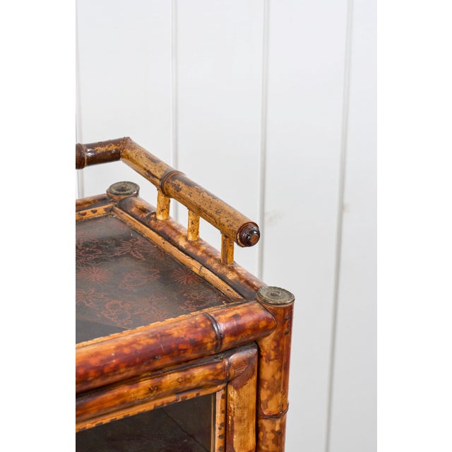 Antique Victorian Tiger Bamboo Glazed Bookcase Cabinet (C. 1870) For Sale - Image 14 of 15