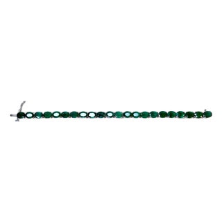 27 Carat Natural Emerald Tennis Bracelet, 14 Karat White Gold, 17gm, 7 Inch For Sale