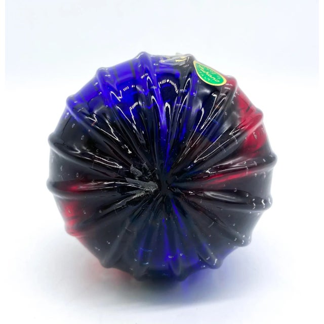 Blue 20th Century Murano Italian Red and Blue Glass Pear Fruit Paperweight For Sale - Image 8 of 9